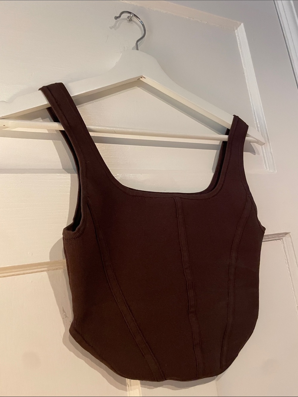 Babaton Dark Brown Ribbed Sculpt Knit Tank - Picture 2 of 4
